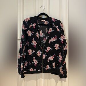 Floral Black Bomber Jacket